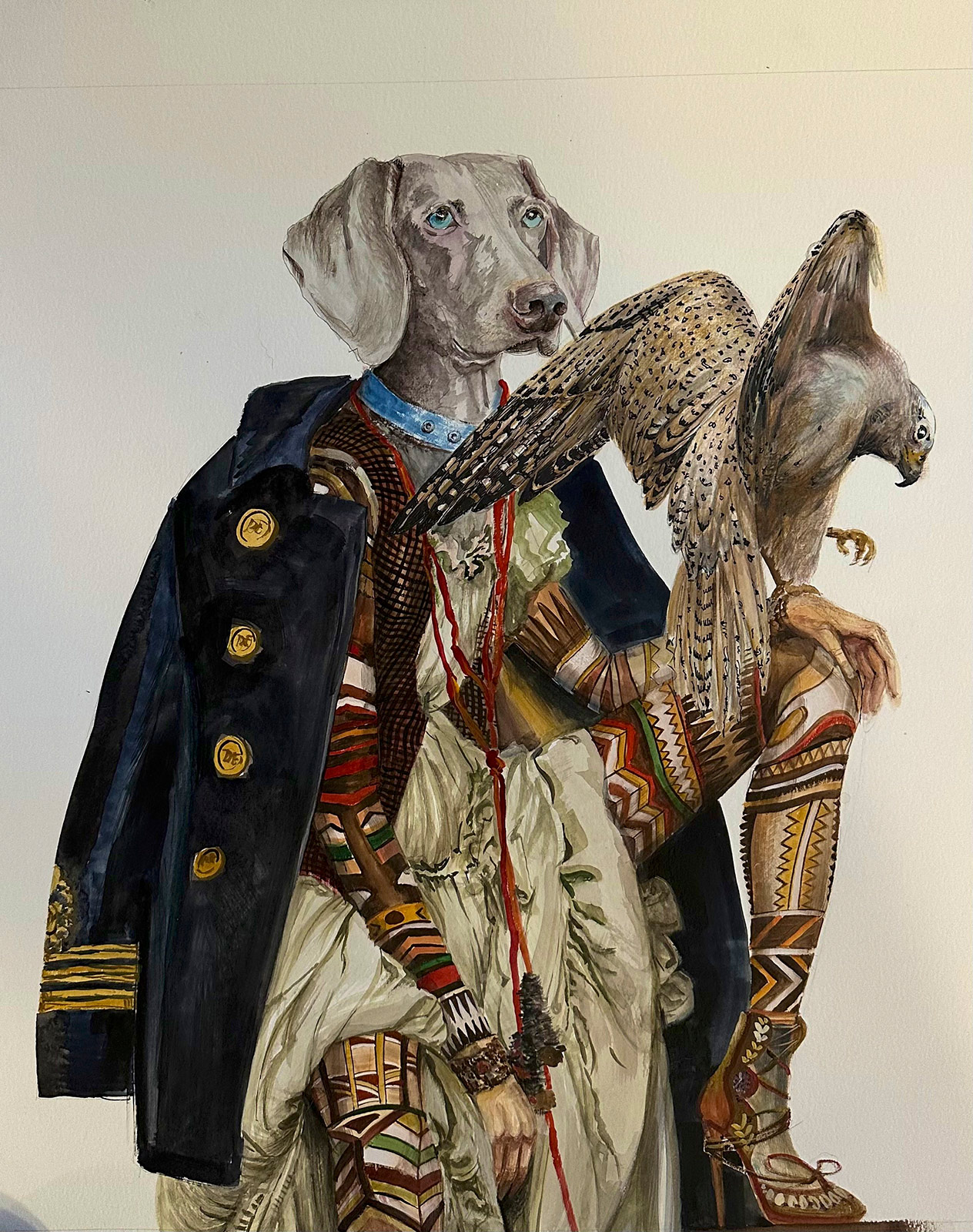 Beizjagd mit blauäugigem Hund